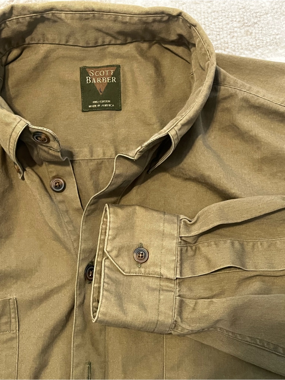 Scott Barber Mens Large Heavy Cotton Twill Safari Utility Overshirt Made in USA